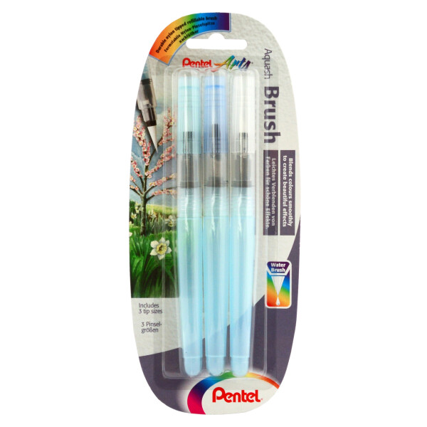 Wassertankpinsel Aquash Brush  - 3er Blister breit, fein, medium