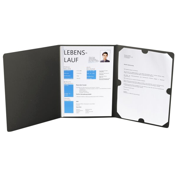 Bewerbungsmappe 3tlg 1Kl Leinen sch