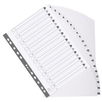 Karton-Register 1-20, DIN A4, weiß, 20-teilig