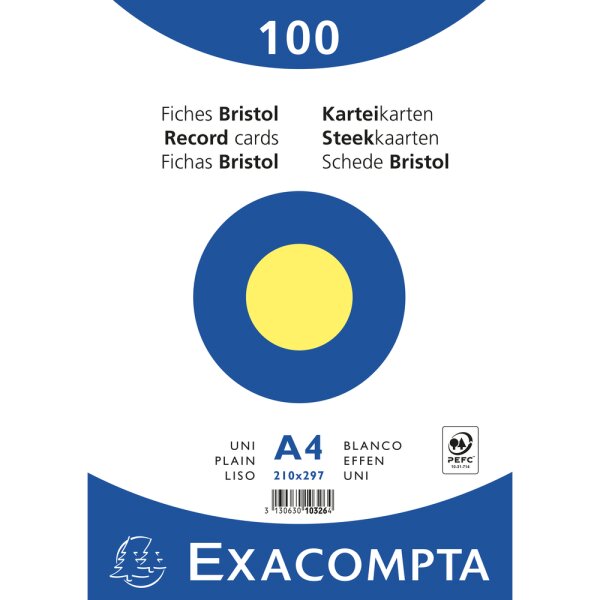 EXACOMPTA Karteikarten A4 blanko 100St/Pkg gelb