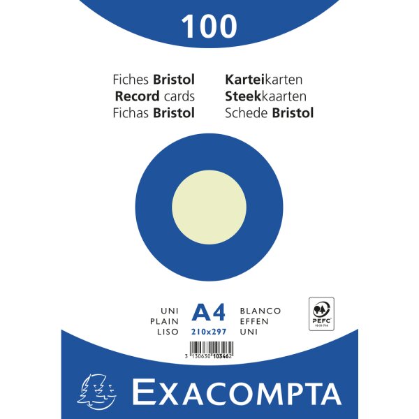 EXACOMPTA Karteikarten A4 blanko 100St/Pkg grün