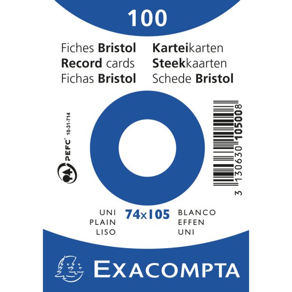 EXACOMPTA Karteikarten A7 blanko 100St/Pkg weiss