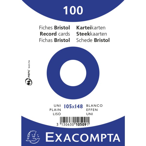 EXACOMPTA Karteikarten A6 blanko 100St/Pkg weiß