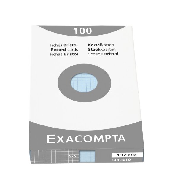 EXACOMPTA Karteikarten A5 kariert blau 100 St. -...