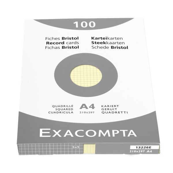 EXACOMPTA Karteikarten A4 kariert gelb 100 St. -...