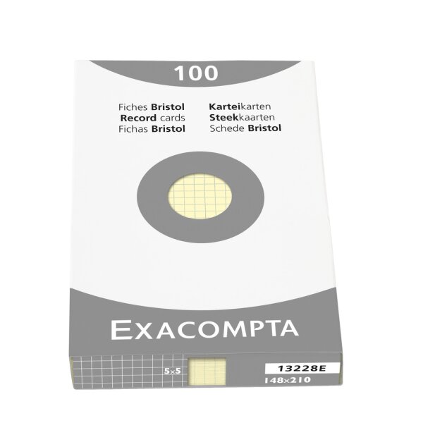 EXACOMPTA Karteikarten A5 kariert gelb 100 St. -...