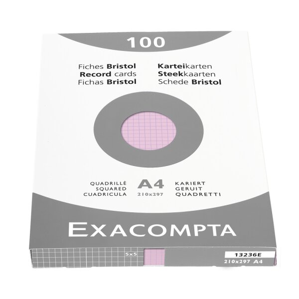 EXACOMPTA Karteikarten A4 kariert rosa 100 St. -...