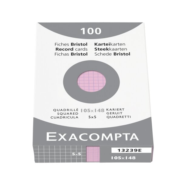 EXACOMPTA Karteikarten A6 kariert rosa 100 St. -...
