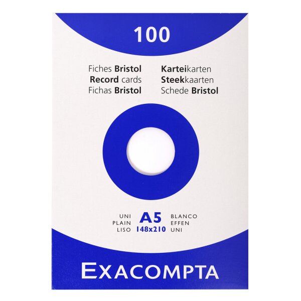 EXACOMPTA Karteikarten A5 blanco weiss 100 St. -...