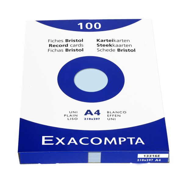 EXACOMPTA Karteikarten A4 blanco blau 100 St. -...