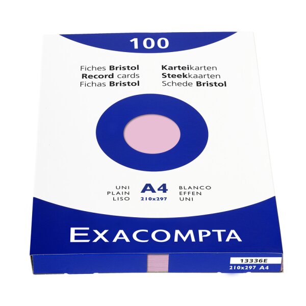 EXACOMPTA Karteikarten A4 blanco rosa 100 St. -...