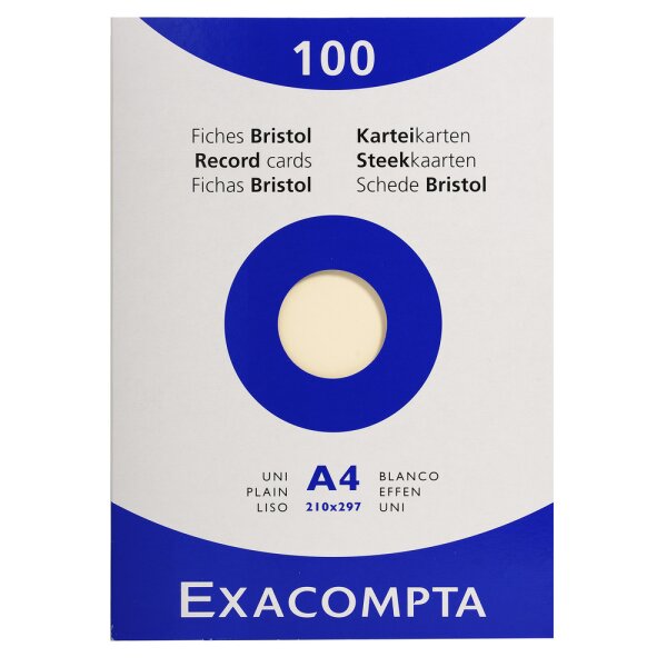 EXACOMPTA Karteikarten A4 blanco el 100 St. - Faltschachtel
