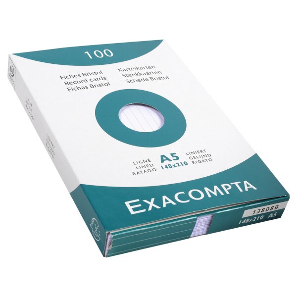 EXACOMPTA Karteikarten A5 liniert weiss 100 St. -...