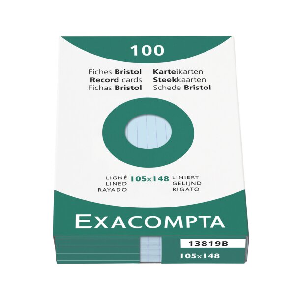 EXACOMPTA Karteikarten A6 liniert blau 100 St. -...