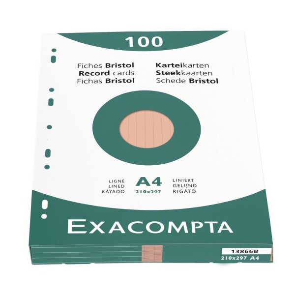 EXACOMPTA Karteikarten A4 liniert orang 100 St. -...
