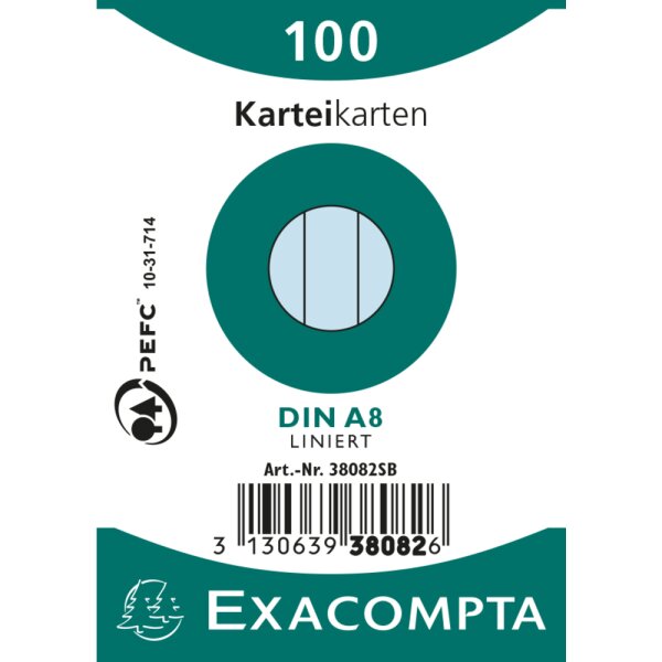 EXACOMPTA Karteikarten a8 liniert blau 100st