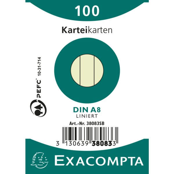 EXACOMPTA Karteikarten a8 liniert grün 100st