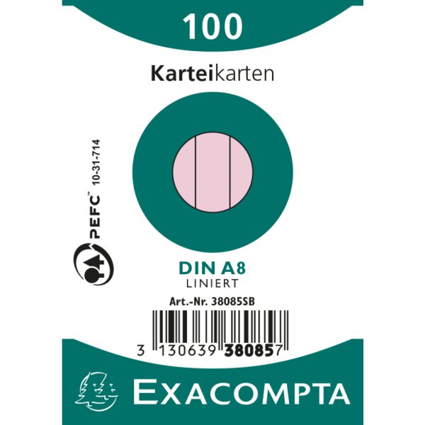 EXACOMPTA Karteikarten a8 liniert rosa 100st