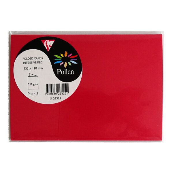 Doppelkarte Pollen C6, 5er Pack - kirschrot