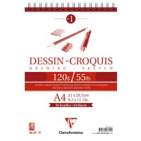 Clairfontaine "Croquis" Spiral-Skizzenblock A4 50 Blatt weiß 120g/qm