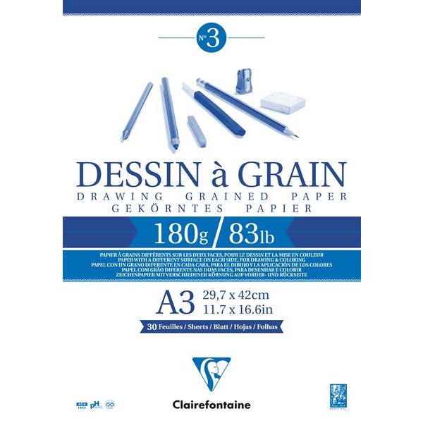 Clairefontaine Dessin à Grain Zeichenblock A3 30 Blatt...