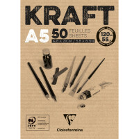 Clairefontaine "KRAFT" Zeichenpapierblock A5 100 Blatt, braun 90 g/qm kopfgeleimt