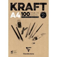 Clairefontaine "KRAFT" Zeichenpapierblock A4 100 Blatt, braun 90 g/qm kopfgeleimt