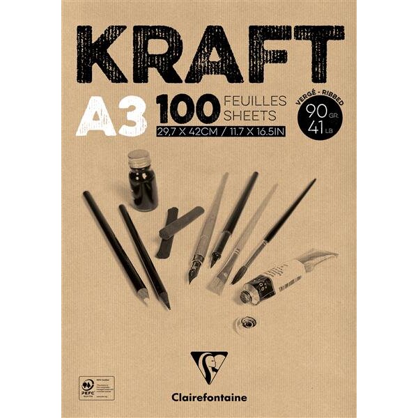 Clairefontaine KRAFT Zeichenpapierblock A3 100 Blatt,...