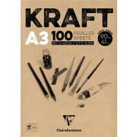 Clairefontaine "KRAFT" Zeichenpapierblock A3 100 Blatt, braun 90 g/qm kopfgeleimt