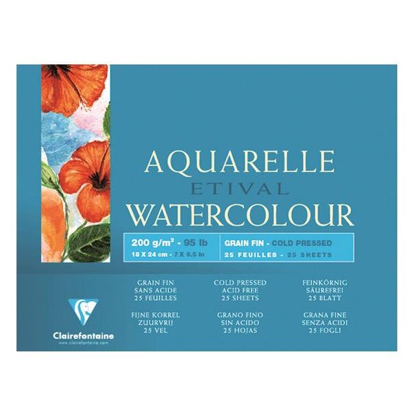 Aquarellblock "ETIVAL" 200 g/qm 180 x 240 mm - 25 Blatt