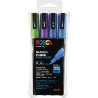 Marker POSCA PC-3M fein Rundspitze 0,9-1,3 mm - 4er Etui...