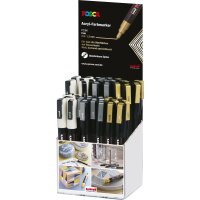 Marker POSCA PC-3M fein Rundspitze 0,9-1,3 mm 36er Display gold, silber, weiß