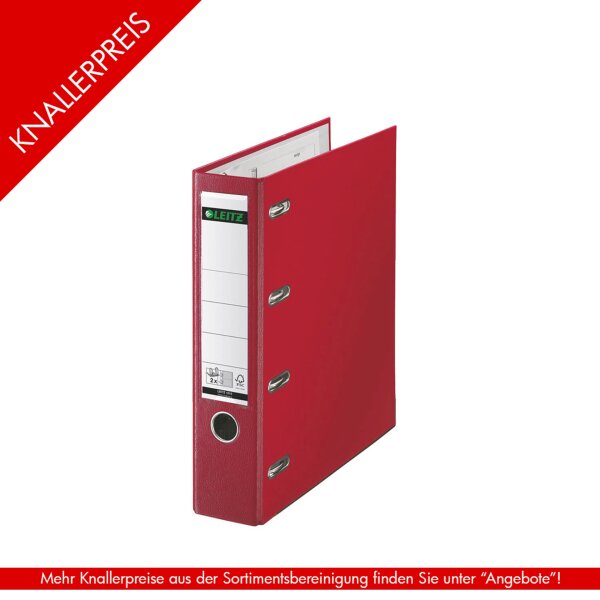 LEITZ Plastik-Doppelordner 1012 für 2 x A5 quer, 75 mm - rot