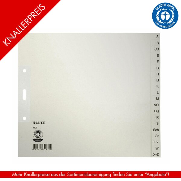 LEITZ PapierregisterA-Z, A4-20 Blatt gr 5St
