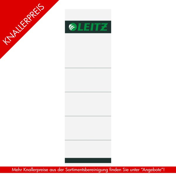 LEITZ Ordnerrücken-Einsteckschild, 57 x 190 mm, Karton, grau