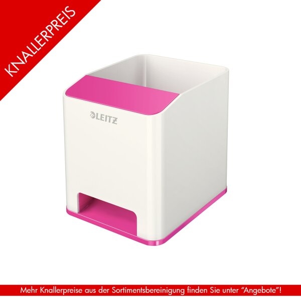 LEITZ Sound Stifteköcher WOW Duo Colour, 2 Fächer, pink