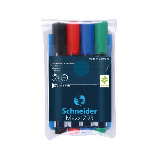 Whiteboardmarker Maxx 293 Keilspitze 2-5mm - 4er Etui, farbig sortiert