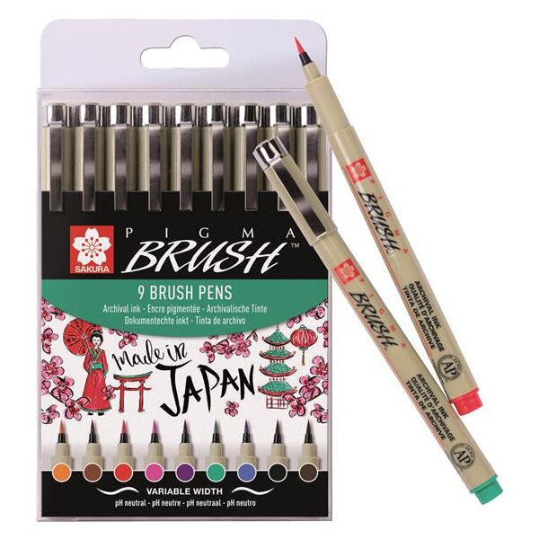 PIGMA BRUSH 9er Etui alle Farben