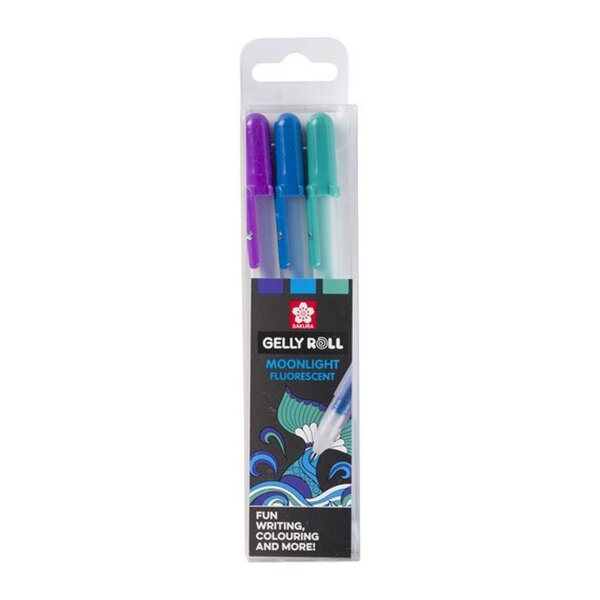 Gel- Stift MOONLIGHT FLU3er Set OCEAN violett, blau, grün