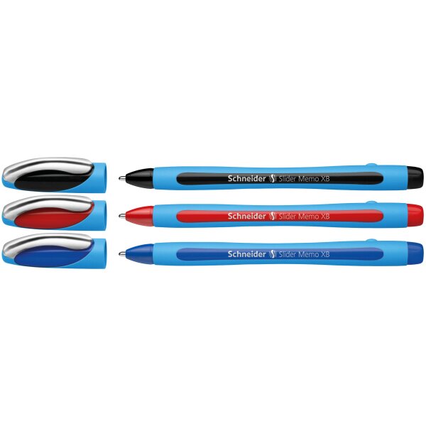 Kugelschreiber Slider Memo XB - 3er Etui, farbig sortiert