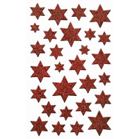 CHR Glamour Sticker Sterne rot, Inhalt: 1 Bogen