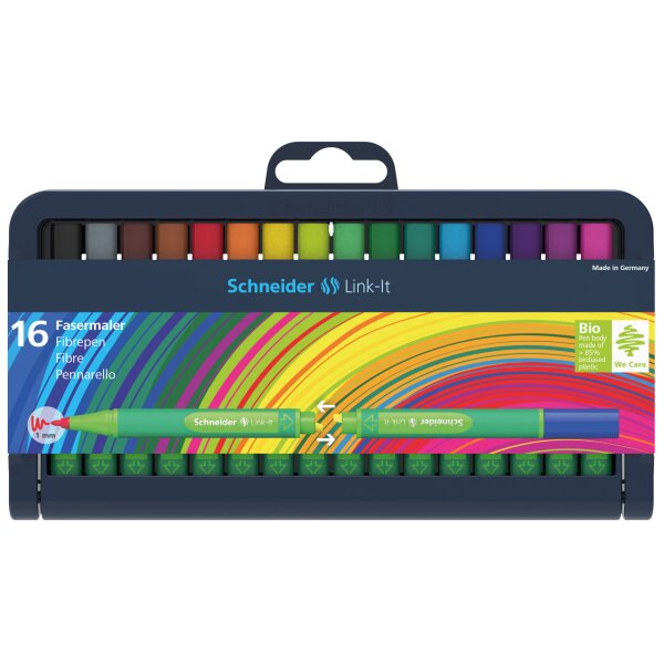 Faserschreiber Link-It 16er Stiftebox, farbig sortiert