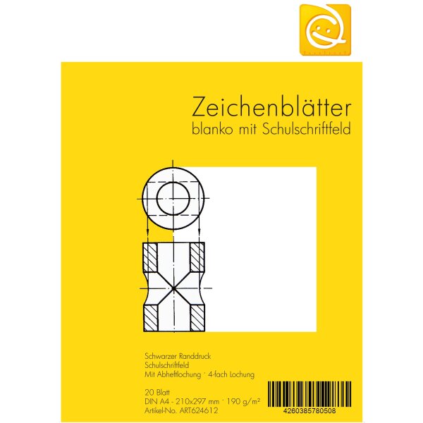 Schulzeichenkarton mit Schriftfeld, A4,190g - 20 Blatt Pack