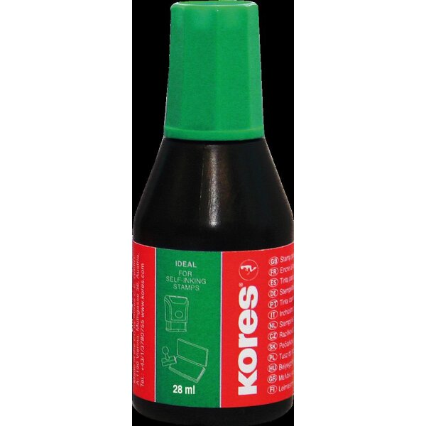 KORES Stempelfarbe, grün 28 ml, mit Verstreicher