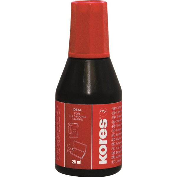 KORES Stempelfarbe, rot 28 ml, mit Verstreicher